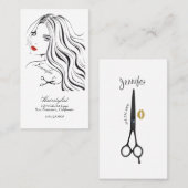Haarstylist Tekening Lang Haar Rode Lippen Visitekaartje (Voorkant / Achterkant)