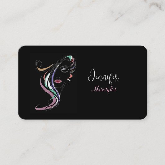 Haarstylist Tekening van Vrouwen Elektrische kleur Visitekaartje (Voorkant)