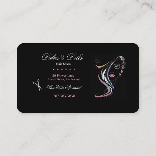 Haarstylist Tekening van Vrouwen Elektrische kleur Visitekaartje (Achterkant)