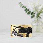 Haarstylist Tools | Gold Circle-patroon | QR-code Afsprakenkaartje (Staand voorkant)