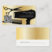 Haarstylist Tools | Gold Circle-patroon | QR-code Afsprakenkaartje (Voorkant / Achterkant)