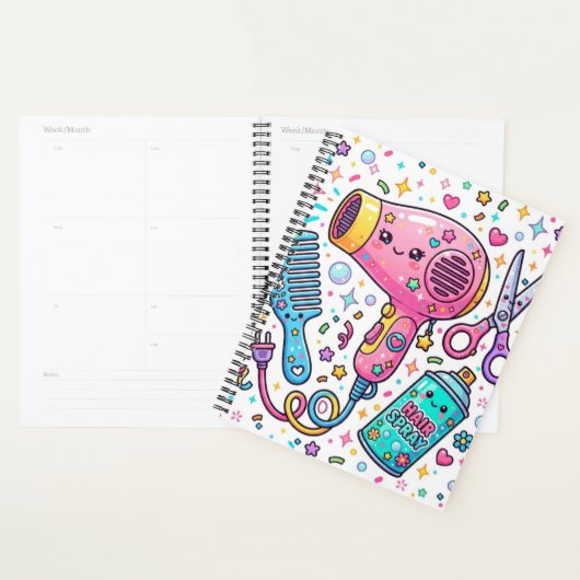 Haarstylist Tools in Cute Kawaii Kunststijl Planner (Display)