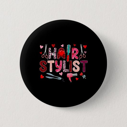 Haarstylist Tools Valentijnsdag Luipaard Schattig Ronde Button 5,7 Cm (Voorkant)
