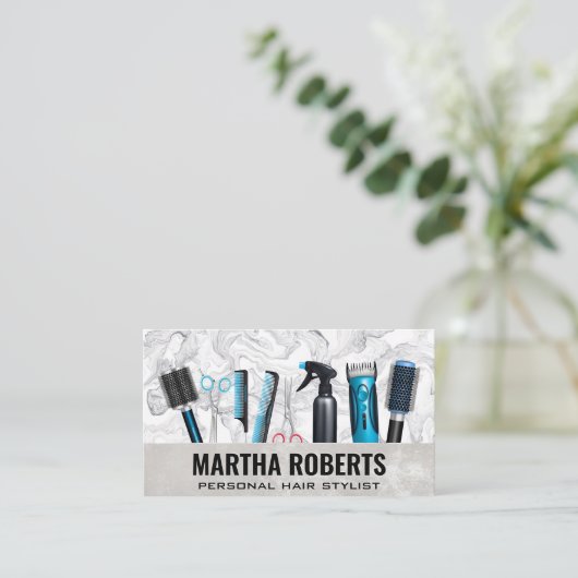 Haarstylist Tools Visitekaartje (Staand voorkant)