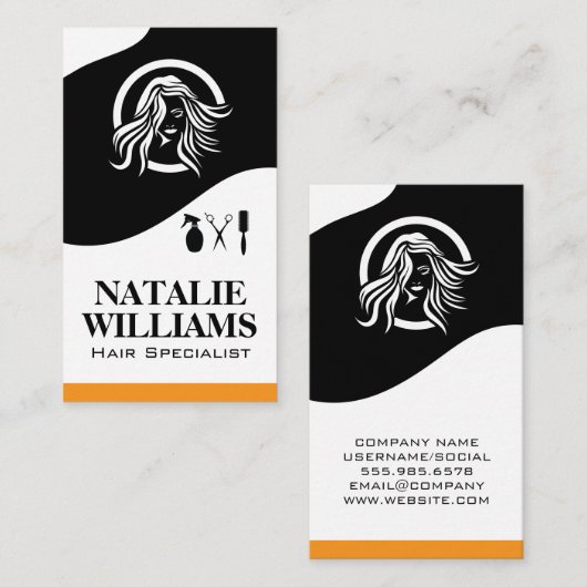 Haarstylist Tools | Vrouwelijke Schoonheid Visitekaartje (Voorkant / Achterkant)