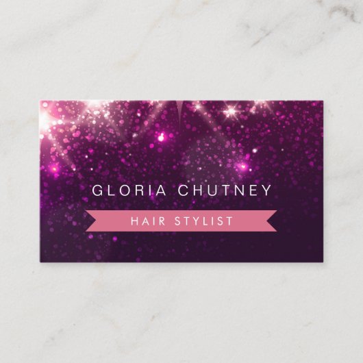 Haarstylist - Trendy Pink Glitter Visitekaartje (Voorkant)