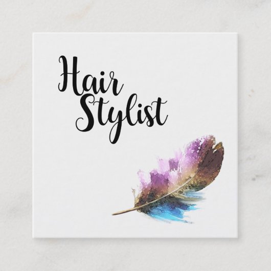 Haarstylist - Veer Vierkante Visitekaartje (Voorkant)