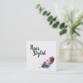 Haarstylist - Veer Vierkante Visitekaartje (Staand voorkant)