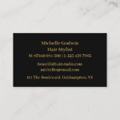 Haarstylist visitekaartje. Goud op zwart Visitekaartje (Achterkant)