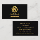 Haarstylist visitekaartje. Goud op zwart Visitekaartje (Voorkant / Achterkant)