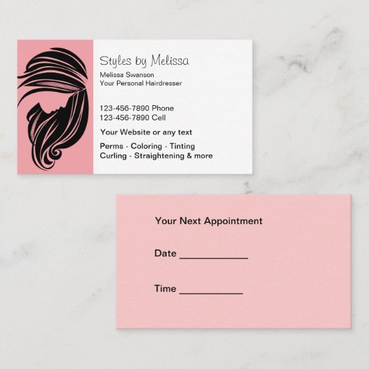 Haarstylist Visitekaartjes Afsprakenkaartje (Voorkant / Achterkant)