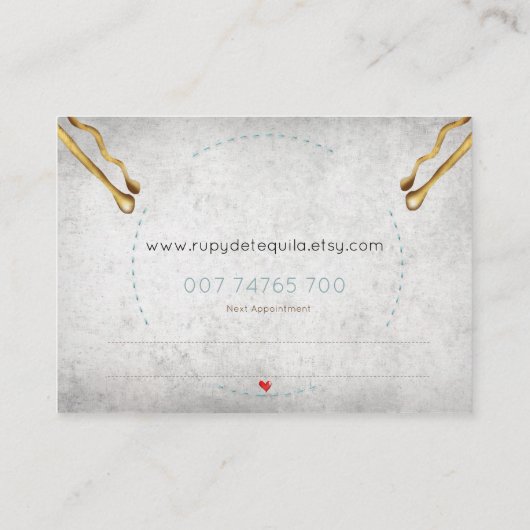 Haarstylist-visitekaartjes, haarspelden, visitekaa afsprakenkaartje (Achterkant)