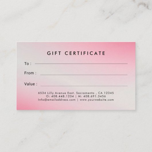 Haarstylist Waterverf Haardroger Cadeaubon Contactkaartje (Achterkant)