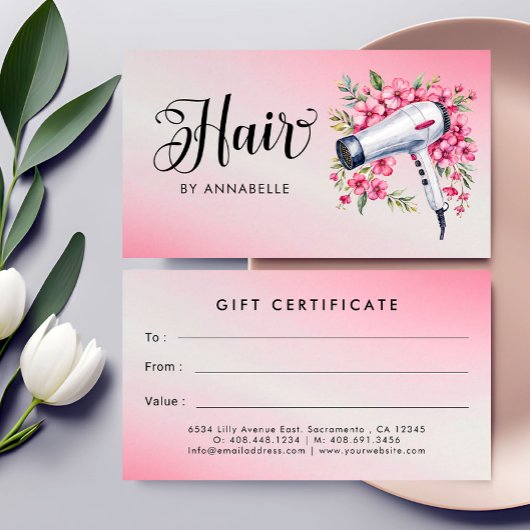 Haarstylist Waterverf Haardroger Cadeaubon Contactkaartje