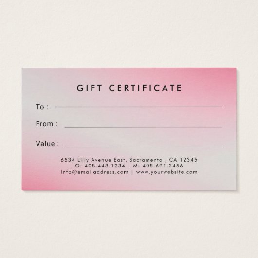 Haarstylist Waterverf Haardroger Cadeaubon Visitekaartje (Achterkant)