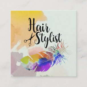 Haarstylist Waterverf Vierkante Visitekaartje