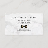 Haarstylist White Marble Beauty Salon Monogram Visitekaartje (Achterkant)