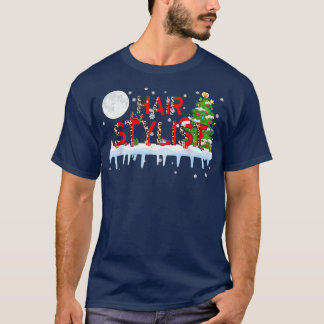 Haarstylist Xmas Tree Light Leopard Santa Hat Rein T-shirt