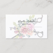 Haarstylist Zachte Bloemen Met Haarsnijschaar Visitekaartje (Voorkant)