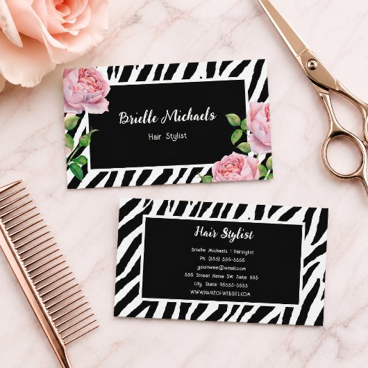 Haarstylist Zebra Rose Glam Visitekaartje