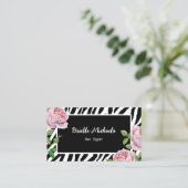 Haarstylist Zebra Rose Glam Visitekaartje (Staand voorkant)