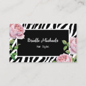 Haarstylist Zebra Rose Glam Visitekaartje (Voorkant)