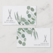 Haarstylist Zilveren Schaar Eucalyptus Goud Visitekaartje (Voorkant / Achterkant)