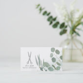 Haarstylist Zilveren Schaar Eucalyptus Goud Visitekaartje (Staand voorkant)