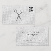 Haarstylist Zilveren Schaar QR Code Afsprakenkaartje (Voorkant / Achterkant)