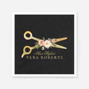 Haarstylist zwart Damask Luxe Gouden Schaar Servet