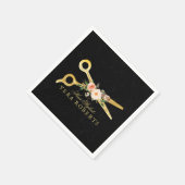 Haarstylist zwart Damask Luxe Gouden Schaar Servet (Hoek)