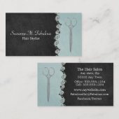 Haarstylist zwart en Blauwgroen met ventilatorwijn Visitekaartje (Voorkant / Achterkant)