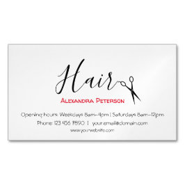 Haarstylist - Zwart en rood Magnetisch Visitekaartje