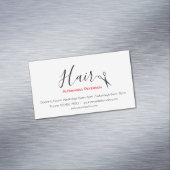 Haarstylist - Zwart en rood Magnetisch Visitekaartje (Voorbeeld)