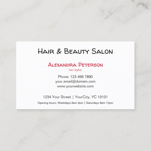 Haarstylist - Zwart en rood Visitekaartje (Achterkant)