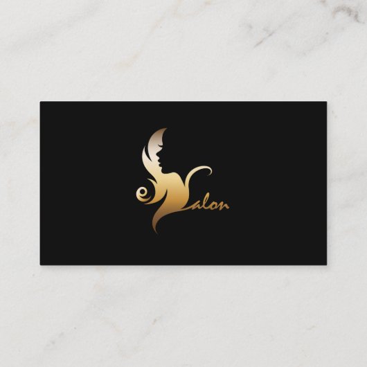 Haarstylist Zwart & Goud Lady Haar Silhouet Visitekaartje (Achterkant)
