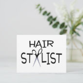 Haarstylist zwart met schaar briefkaart (Staand voorkant)