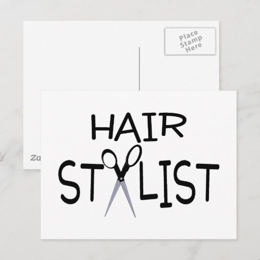 Haarstylist zwart met schaar briefkaart (Voorkant / Achterkant)