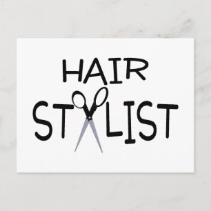 Haarstylist zwart met schaar briefkaart