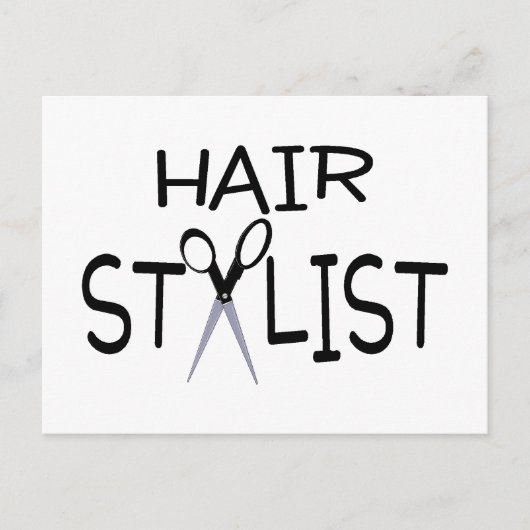 Haarstylist zwart met schaar briefkaart (Voorkant)