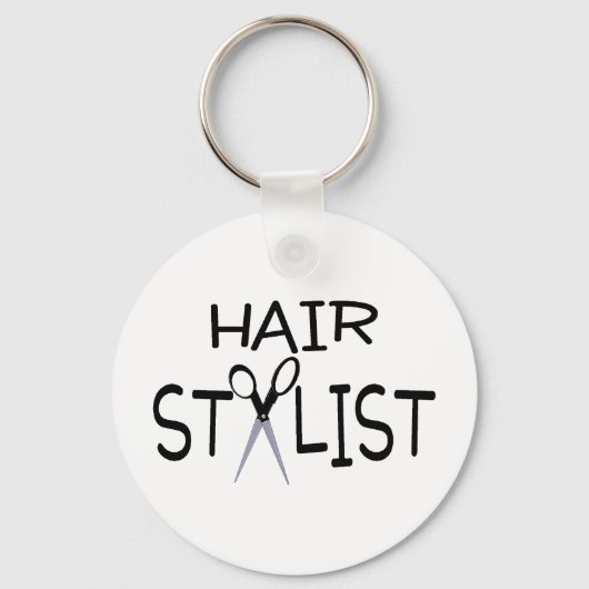 Haarstylist zwart met schaar sleutelhanger (Voorkant)