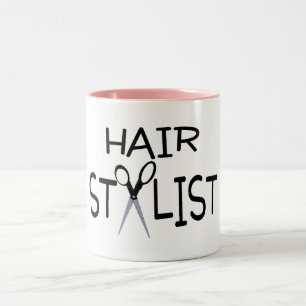 Haarstylist zwart met schaar tweekleurige koffiemok