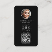 Haarstylist Zwart Zilveren Schaar Floral Modern Visitekaartje (Achterkant)