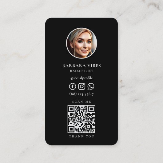 Haarstylist Zwart Zilveren Schaar Floral Modern Visitekaartje (Achterkant)