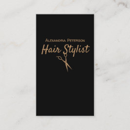Haarstylist - Zwarte en gouden schaar Visitekaartje