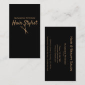 Haarstylist - Zwarte en gouden schaar Visitekaartje (Voorkant / Achterkant)