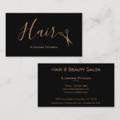 Haarstylist - Zwarte en gouden schaar Visitekaartje (Voorkant / Achterkant)