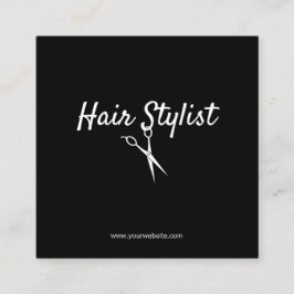 Haarstylist - Zwarte en witte schaar Vierkante Visitekaartje