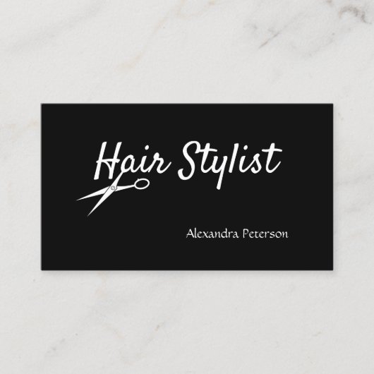 Haarstylist - Zwarte en witte schaar Visitekaartje (Voorkant)