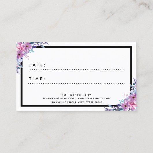 Haarstyliste Bloemen Gouden Glitter Schaar Afsprakenkaartje (Achterkant)